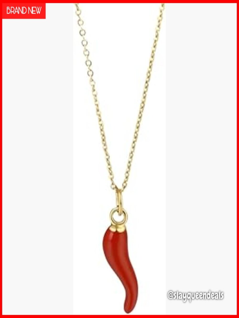 925 Sterling Silver Italian Horn Cornicello Necklace - Gold Luck Amulet Pendant